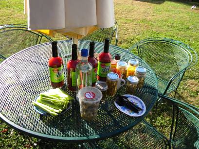 The Bloody Mary Table with it's vast array of pickles.